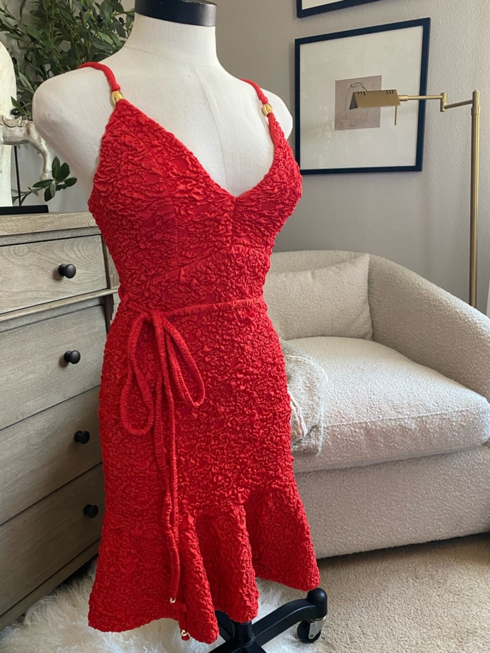 PatBO | Papillon Jacquard Mini Dress in Red